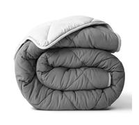 ViscoSoft Microfiber All Seasons Down Alternative Comforter - Cooling Breathable Premium Soft Reversible Microfiber Duvet Blanket, Light Gray/Dark Gray, Full