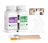 VISCY Puzzle Glue Clear with Applicator, Easy to Apply, Fast Drying, Clear & Bright, Jigsaw Conserver, 240 ml, 2 Silicone Spatulas & 2 Brushes.
