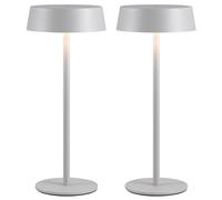 VISDANFO Modern Cordless Table Lamp Set of 2, Portable LED Desk Lamps, Rechargeable 5000mAh Battery Operated, Dimming Night Light for Bedroom, Dining Room, Bar, Outdoor, Waterproof (Grey)