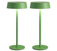 VISDANFO Modern Cordless Table Lamp Set of 2, Portable LED Desk Lamps, Rechargeable 5000mAh Battery Operated, Dimming Night Light for Bedroom, Dining Room, Bar, Outdoor, Waterproof (Green)