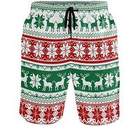 visesunny Colorful Flower Print Beach Shorts for Men Summer Sports Running Swim Trunks with Mesh Lining, Christmas Reindeer, XXL