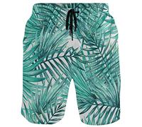 visesunny Fashion Cool Style Men's Beach Shorts Swim Trunks Quick Dry Casual Polyester Swim Shorts with Pockets S-XXL…, Palm Leaf, X-Large
