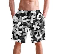 visesunny Fashion Cool Style Men's Beach Shorts Swim Trunks Quick Dry Casual Polyester Swim Shorts with Pockets S-XXL…, 3d Letters, X-Large