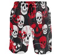 visesunny Fashion Cool Style Men's Beach Shorts Swim Trunks Quick Dry Casual Polyester Swim Shorts with Pockets S-XXL…, #Sugar Skull, X-Large