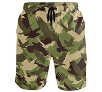 visesunny Fashion Cool Style Men's Beach Shorts Swim Trunks Quick Dry Casual Polyester Swim Shorts with Pockets S-XXL…, Camouflage Eagle, XX-Large