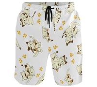 visesunny Fashion Cool Style Men's Beach Shorts Swim Trunks Quick Dry Casual Polyester Swim Shorts with Pockets S-XXL…, Cat and Footprint, XX-Large