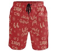 visesunny Hawaiian Men's Summer Beach Shorts Swim Trunks Sports Running Bathing Suits with Mesh Lining, Xmas Time, S