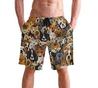 visesunny Men Swim Trunks Swimming Beach Surfing Board Shorts Swimwear Quick Dry Mesh Lining Bathing Suits with Pockets, Vintage Dog, X-Large