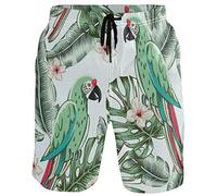 visesunny Men Swim Trunks Swimming Beach Surfing Board Shorts Swimwear Quick Dry Mesh Lining Bathing Suits with Pockets, Parrot, Medium