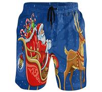 visesunny Men Swim Trunks Swimming Beach Surfing Board Shorts Swimwear Quick Dry Mesh Lining Bathing Suits with Pockets, Santa Claus, Large