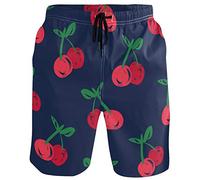 visesunny Men's Colorful Flower Print Beach Shorts Hot Summer Swim Trunks Sports Running Bathing Suits with Mesh Lining, Cherry, XX-Large