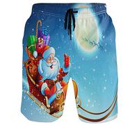 visesunny Men's Colorful Flower Print Beach Shorts Hot Summer Swim Trunks Sports Running Bathing Suits with Mesh Lining, Santa Claus, XX-Large