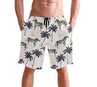 visesunny Men's Colorful Flower Print Beach Shorts Hot Summer Swim Trunks Sports Running Bathing Suits with Mesh Lining, Zebra Animal, XX-Large