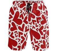 visesunny Mens Funny Swim Trunks Quick Dry Beachwear Sports Running Swim Board Shorts Mesh Lining, Red Heart, X-Large