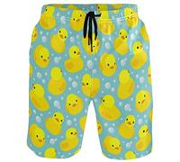 visesunny Mens Funny Swim Trunks Quick Dry Beachwear Sports Running Swim Board Shorts Mesh Lining, Rubber Duck, Small