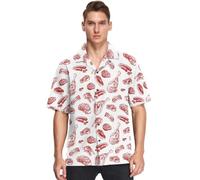 visesunny Mens Novelty Dress Shirts Button Down Meat Steak Beef Pork Sausage Hawaiian Shirt Summer Beach Tops S-3XL, Multicolor, Large