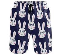 visesunny Men's Wolf Galaxy Beach Shorts Summer Swim Trunks Sports Running Bathing Suits with Mesh Lining, Cartoon Rabbit, Small
