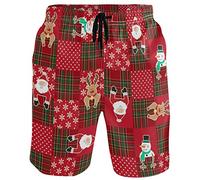 visesunny Men's Wolf Galaxy Beach Shorts Summer Swim Trunks Sports Running Bathing Suits with Mesh Lining, Santa Claus, Medium