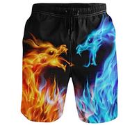visesunny Men's Wolf Galaxy Beach Shorts Summer Swim Trunks Sports Running Bathing Suits with Mesh Lining, Multi-color, S