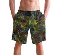 visesunny Modern Men's Beach Shorts Swim Trunks Quick Dry Casual Polyester Swim Shorts, Galaxy Space, Large