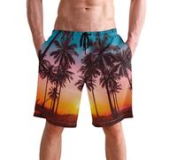 visesunny Modern Men's Beach Shorts Swim Trunks Quick Dry Casual Polyester Swim Shorts - Multicoloured - XX-Large