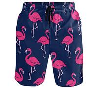 visesunny New Summer Men's Swim Trunks Quick Dry Bathing Suits Holiday Beach Short Casual Board Shorts, Pink Flamingo, Small