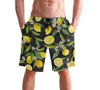 visesunny New Summer Men's Swim Trunks Quick Dry Bathing Suits Holiday Beach Short Casual Board Shorts, Cool Lemon, Large