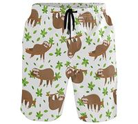 visesunny New Summer Men's Swim Trunks Quick Dry Bathing Suits Holiday Beach Short Casual Board Shorts, Funny Sloth, Medium