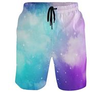 visesunny Stylish Mens Swim Trunks Quick Dry Beachwear Sports Swim Board Shorts Holiday Party Bathing Suits, Magic Space, XX-Large