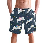 visesunny Stylish Mens Swim Trunks Quick Dry Beachwear Sports Swim Board Shorts Holiday Party Bathing Suits, Funny Cat, Small