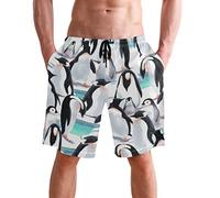 visesunny Stylish Mens Swim Trunks Quick Dry Beachwear Sports Swim Board Shorts Holiday Party Bathing Suits, Penguin, Medium