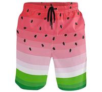 visesunny Stylish Mens Swim Trunks Quick Dry Beachwear Sports Swim Board Shorts Holiday Party Bathing Suits, #Watermelon Stripe, X-Large