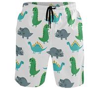 visesunny Stylish Mens Swim Trunks Quick Dry Beachwear Sports Swim Board Shorts Holiday Party Bathing Suits, Funny Dinosaur, Large