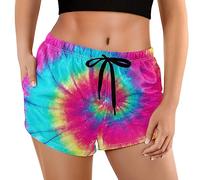 visesunny Tie Dye Colorful Rainbow Board Shorts for Women Swim Comfy Beach Shorts Bathing Suit