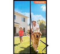 Vishawtek Fly Screens for Doors, Magnetic Fly Curtain 120x210cm, White | Magnetic Closure, Hand-Free Mesh, Heavy Duty Insect Mesh, Keep Bugs Out, Pet Friendly, Door Net for Patio Back Front Doors