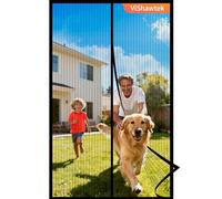 Vishawtek Fly Screens for Doors, Magnetic Fly Curtain 90x210cm, Black | Magnetic Closure, Hand-Free Mesh, Heavy Duty Insect Mesh, Keep Bugs Out, Pet Friendly, Door Net for Patio Back Front Doors