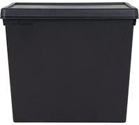 VISHCHIT 110L Crystal Clear & 92L Black Bam Storage Boxes - Durable Plastic Containers with Lids, Stackable, Large Capacity, Ideal for Home, Office, Garage, Organization (1, 92L Bam)