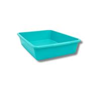 VISHCHIT Cat Litter Tray Medium - Open Top Plastic Kitty Toilet Box - Durable, Easy to Clean, Graphite Cat Tray for Indoor Cats, Kittens, Pets (Aqua, M)
