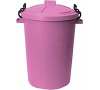 VISHCHIT Heavy-Duty Plastic 50L Litre Bin Waste Bin Dustbin Trash Can Refusal Storage Unit Garden Dustbin with Clip Locking Lid For Recycle Home Kitchen Rubbish Animal Feed Made in UK (1, Pink)