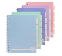 VISHCHIT Pastel A4 200pg Subject Divider Project Book | Spiral Bound Notebook with Dividers | Soft Color Pages for School & Office Use | Study, Note Taking & Organization-Pack of 4