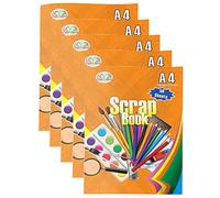 VISHCHIT Set of 5 - A4 Scrapbook Photo Albums 50 Pages Scrap Book Craft Activity Book For DIY Scrapbooking Art & Craft Embellishment Projects Sticking Photo Album Kids Child Cutting Card