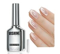 Vishine 16ml Ice Glass Cat Eye Gel Nail Polish, Glitter Holographic Glitter Shimmer Translucent Sheer Color Soak Off Magnetic Nail at Home Mist Tea #397