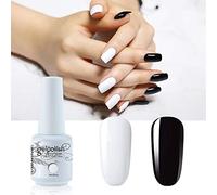 Vishine 2 Colors Nail Gel Polish Set Pure Black White Color Soak Off UV LED Varnish Collection Long Lasting Nail Art 2 Bottle