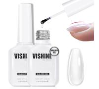 Vishine 2 Pcs Clear Builder Gel 8-in-One for Nail Thickening Natural Nails Transparent Extension Hard Rhinestone Glue for Nail Art Base Coat Needed 16ml