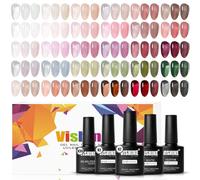 Vishine 36 Colors Soak Off Gel Polish Collection, Longwear Jelly Nude Pink Shades Gel Nail Polish Set, High-Glossy Soak Off UV LED Gel Polish Kit with Base Top Coat, Matte Top for Nail Art