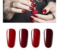 Vishine Gel Nail Polish Kit 4pcs Soak Off Burgundy Red Nail Polish Set New Starter Nail Art Manicure Gift Set
