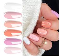 Vishine Gel Nail Polish Kit, 6 Colors White Nudes Pink Peach Colors Gel Nail Polish UV Gel Manicure Set Nail Art at All Seasons