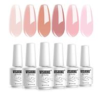 Vishine Gel Nail Polish kit Soak Off Nail Gel Trendy Jelly Nude Pink Transparent Colors Sheer Color Kit for Home Pro Nail Salon Nail Art Manicure Set 8ml