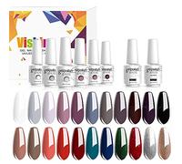 Vishine Gel Nail Polish Set - 22 Classic Color Gel Nail Polish Red White Black 8ml with No Wipe Base and Top Coat,24 PCS Soak Off Gel Nail Starter Gel Nail Kit