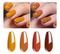 Vishine Gel Nail Polish Set - 4 Colors Pumpkin Spice Orange Carrot Color Halloween Collection Nail Art Nail Polish UV LED Gel Polish Long-lasting Salon DIY Manicure 8ml #C042